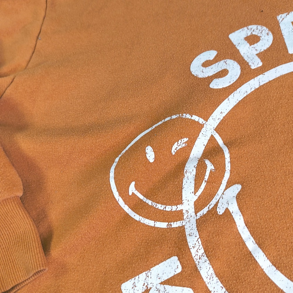 SmileyWorld Spread Kindness Graphic Sweatshirt Womens XL Cropped Orange‎ - Picture 2 of 9